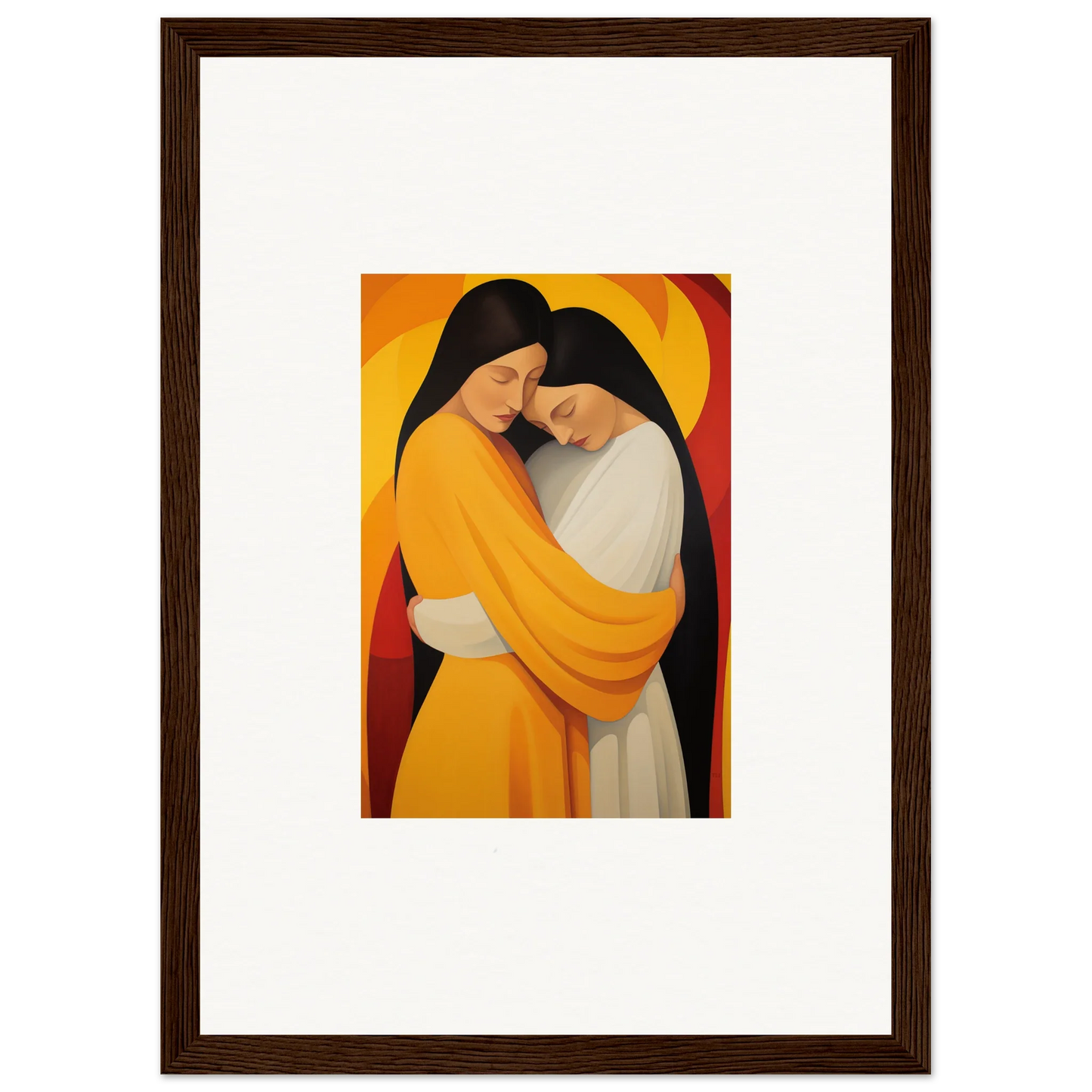 Framed canvas print of two figures embracing, perfect for Sun Nyah room decoration