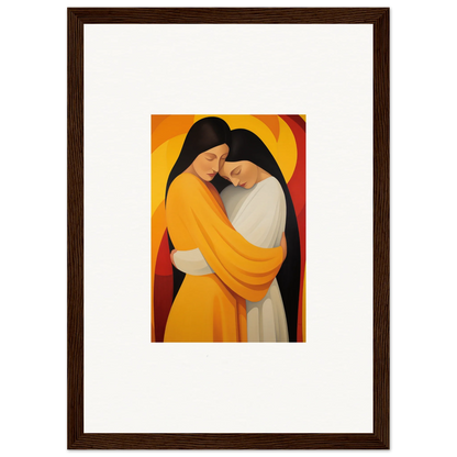 Framed canvas print of two figures embracing, perfect for Sun Nyah room decoration