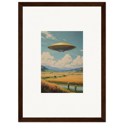 UFO hovering over a rural landscape canvas print perfect for room decoration