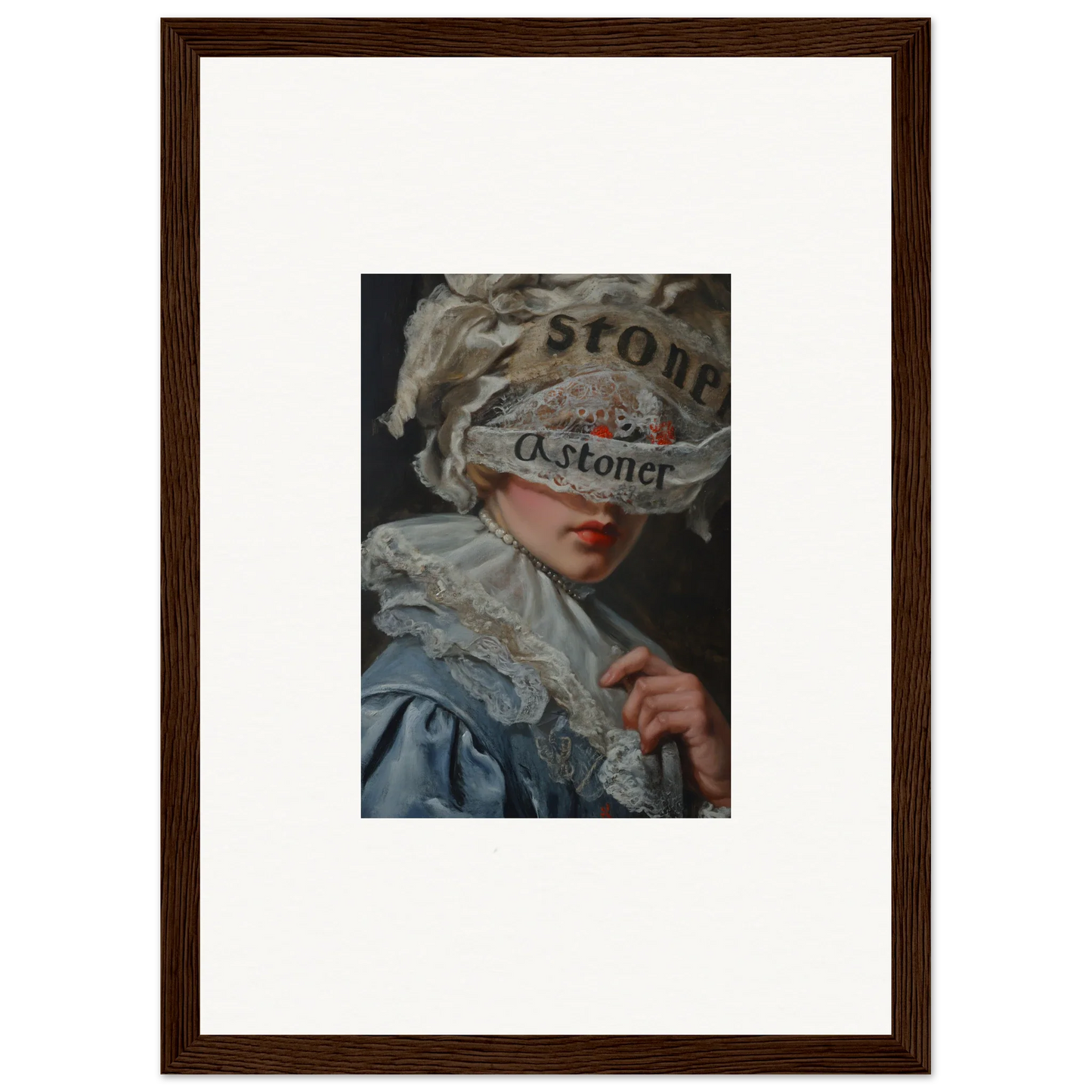 Framed canvas print of a person in an ornate headdress, perfect for room decoration