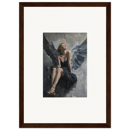 Winged female figure in a dark dress for a dreamy Room Decoration canvas print