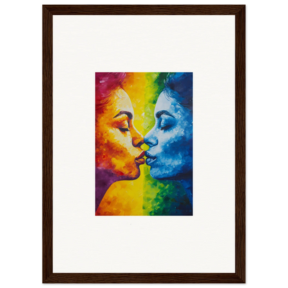 Colorful canvas print of a serenity kiss, perfect for vibrant room decoration