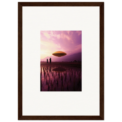 UFO in a purple sky for a cool Violet Dreaming canvas print room decoration