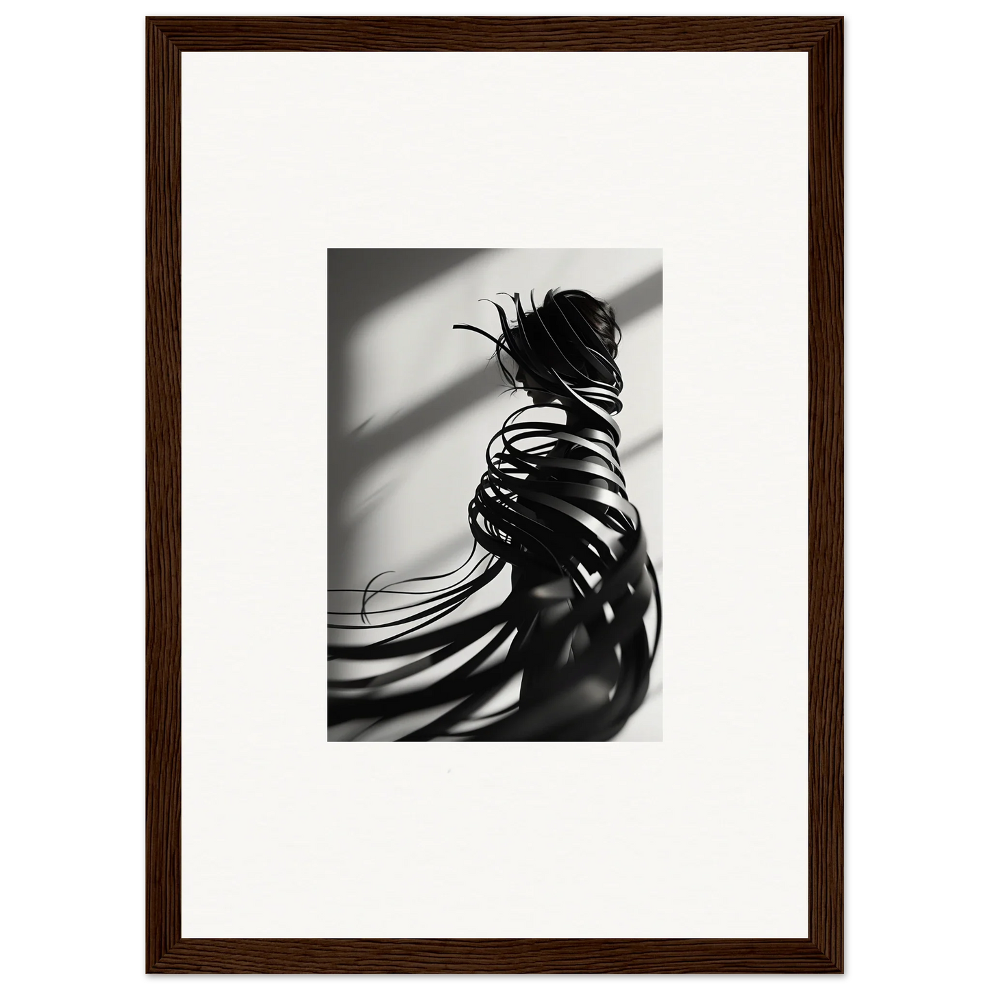 Black and white photo of woman’s back showcasing stylish Whisper Twists for canvas print