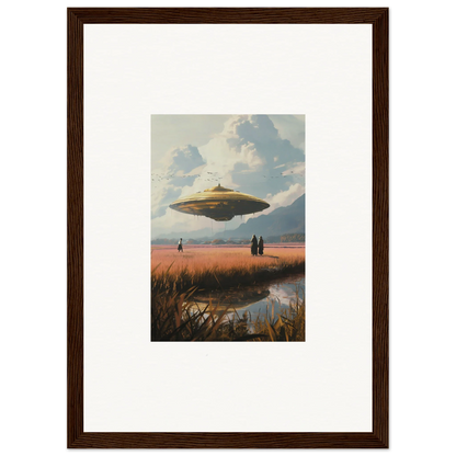 UFO hovering in the sky for a unique Ether Drifting Suns canvas print room decoration