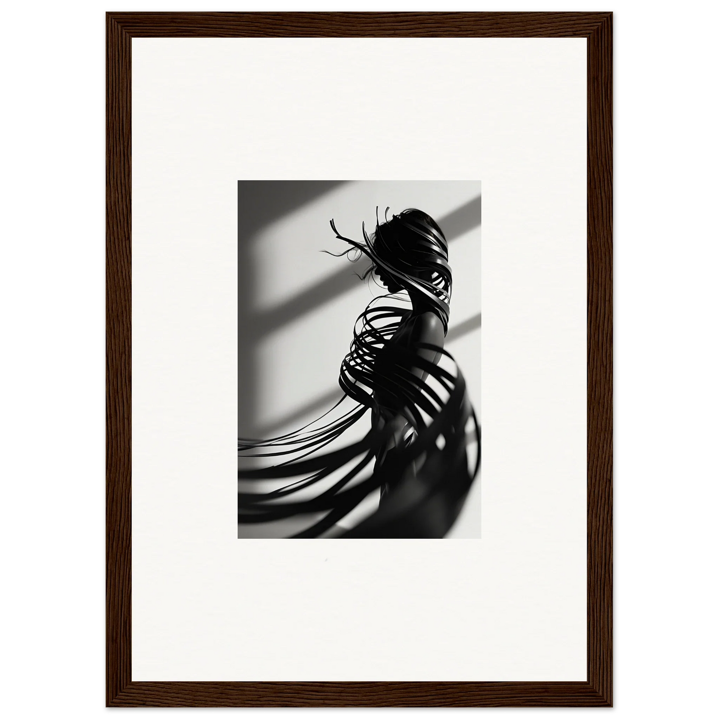 Black and white canvas print of a silhouetted figure in Serpentine Harmony for room decoration