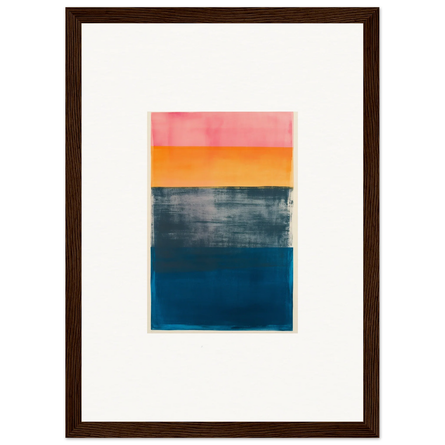 Abstract painting of pink, orange, gray, and blue frequencies for chic room decoration