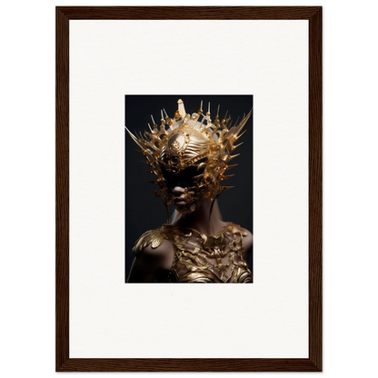 Striking canvas print of vintage bloom with a figure in a golden headdress