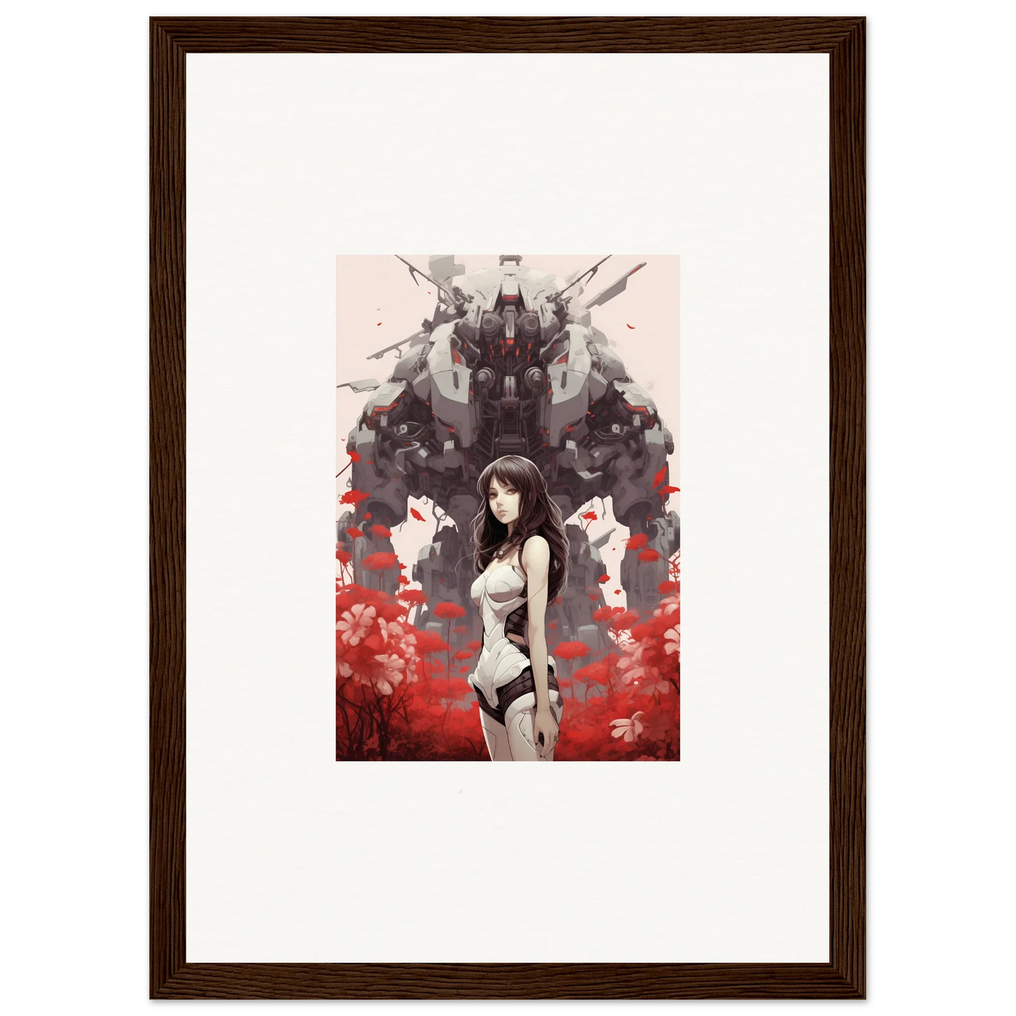 Framed canvas print of Anime-style female character for Amour Reverie room decoration