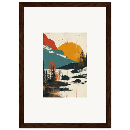 Framed canvas print of a stunning sunset over trembling skylines for stylish room decoration