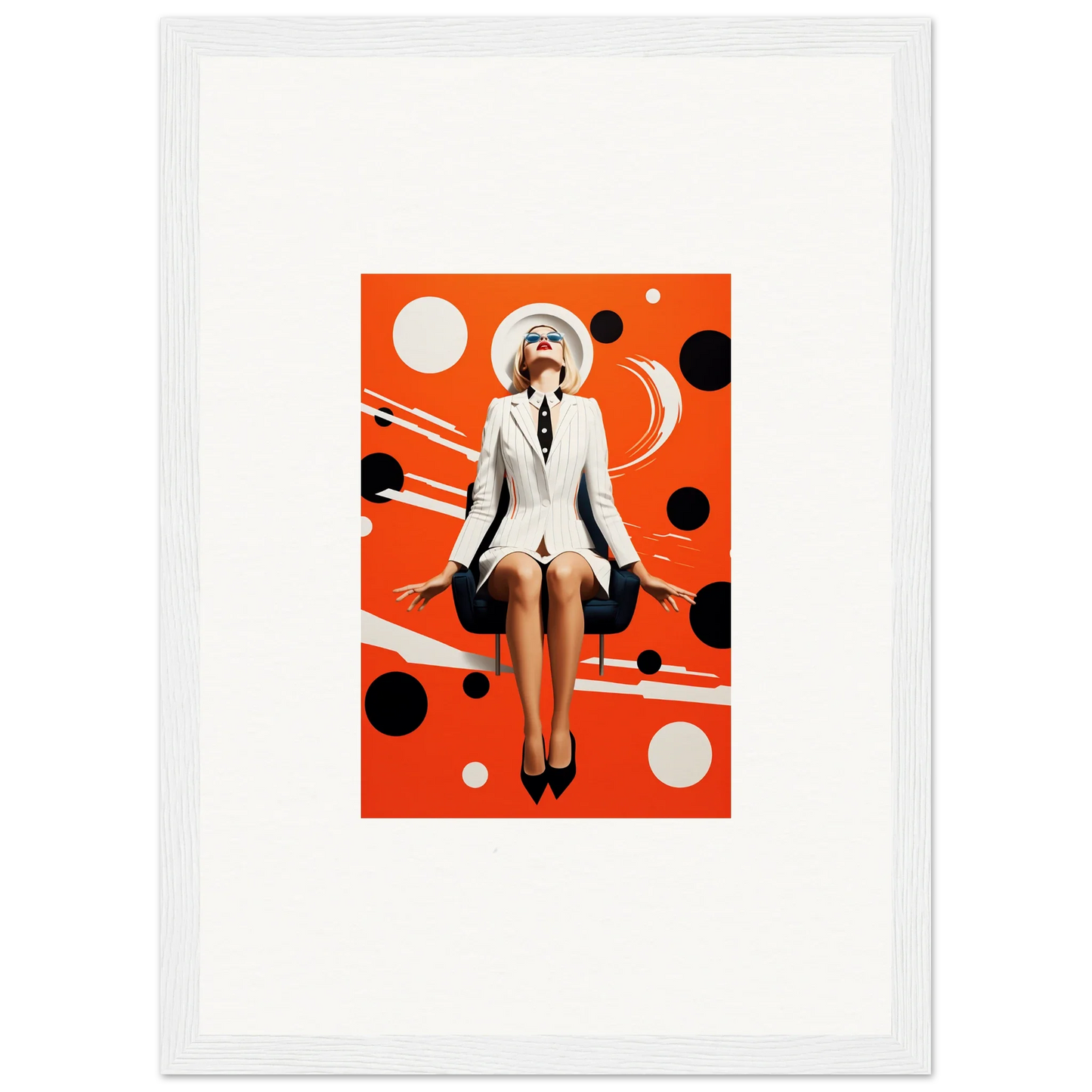 Stylized illustration of a woman in a white suit for an Ecliptic Eventsatz canvas print