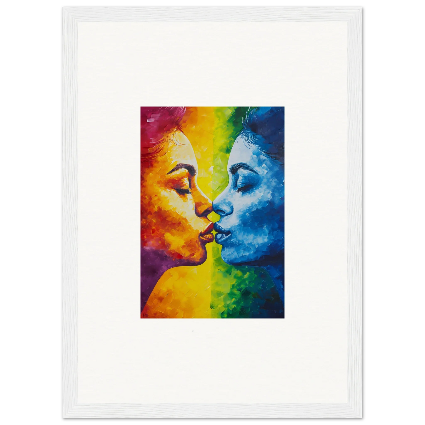 Colorful canvas print of Serenity Kiss painting, perfect for room decoration