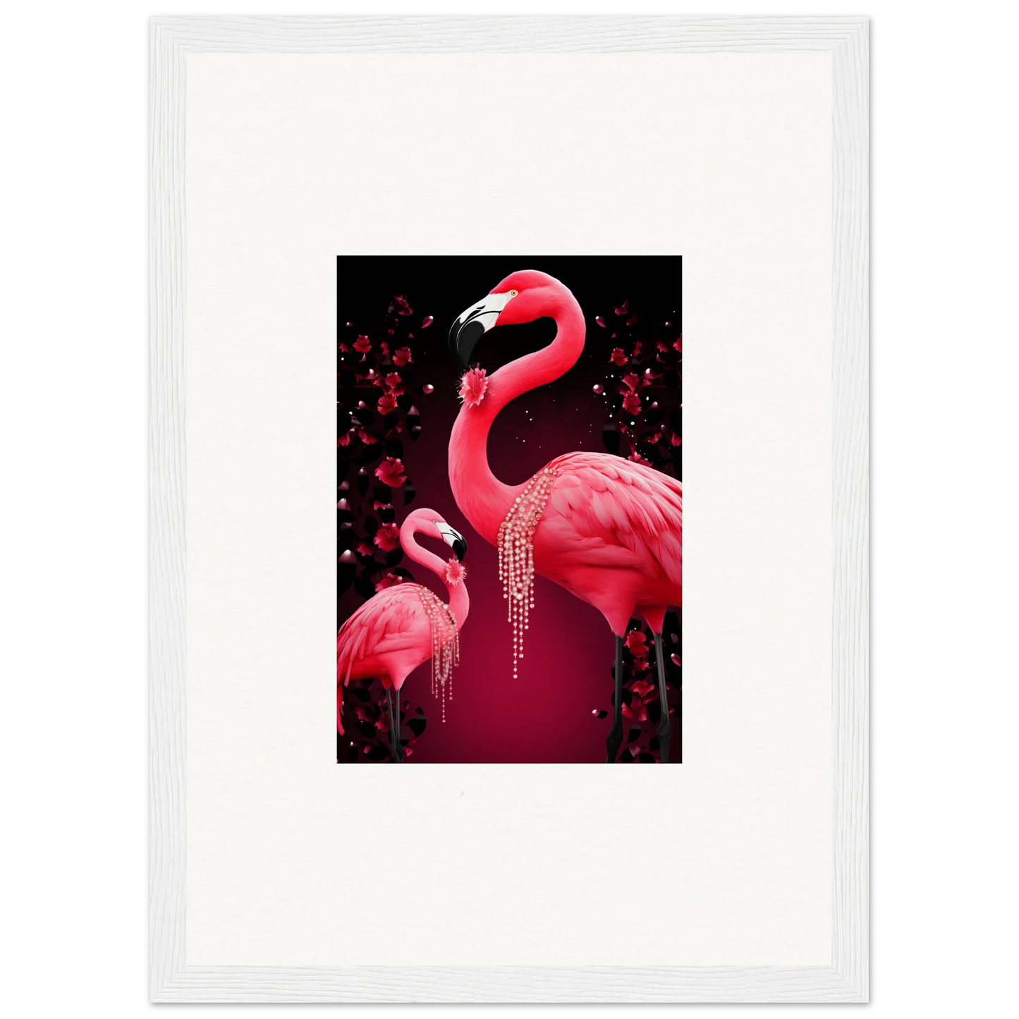 Vibrant pink flamingos wall art for stylish room decoration and a modern canvas print