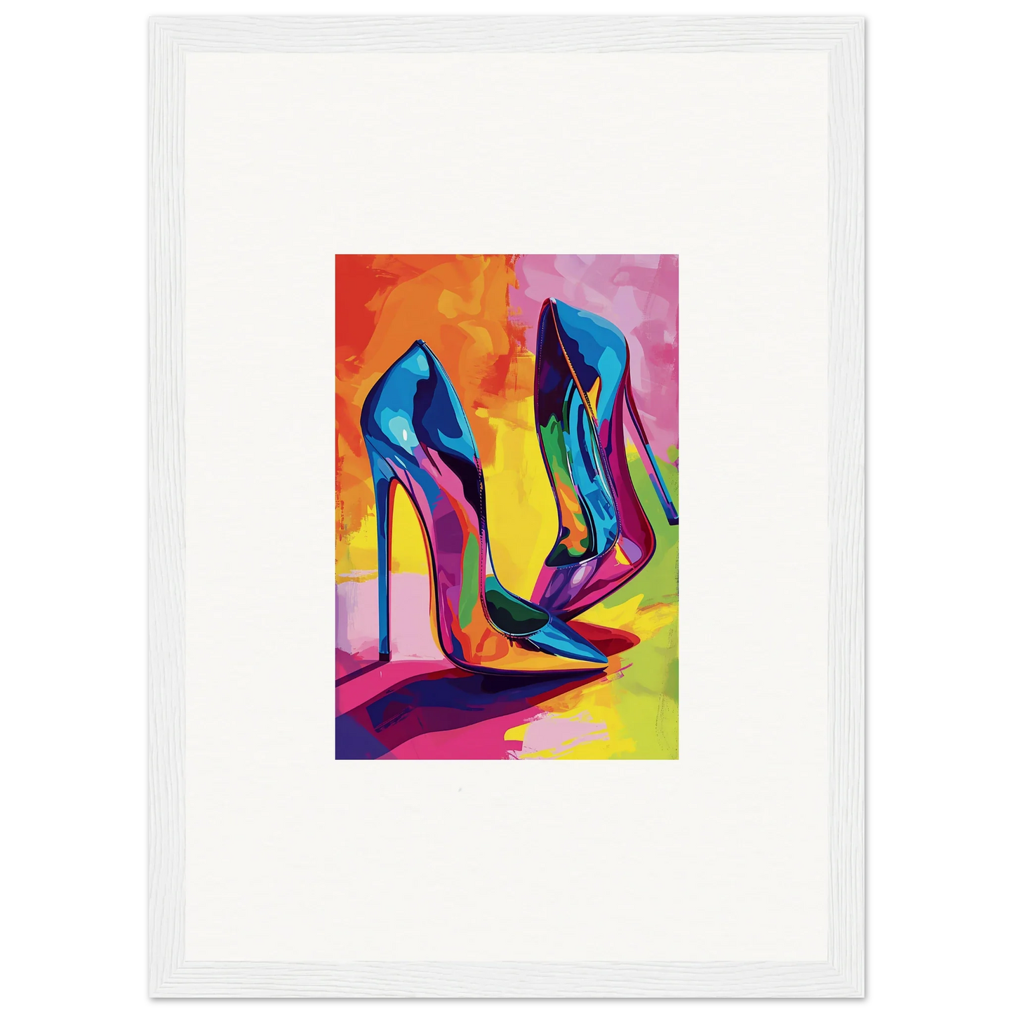 Vibrant high-heeled shoes in abstract style perfect for Eclipse Shoes lovers’ room decoration