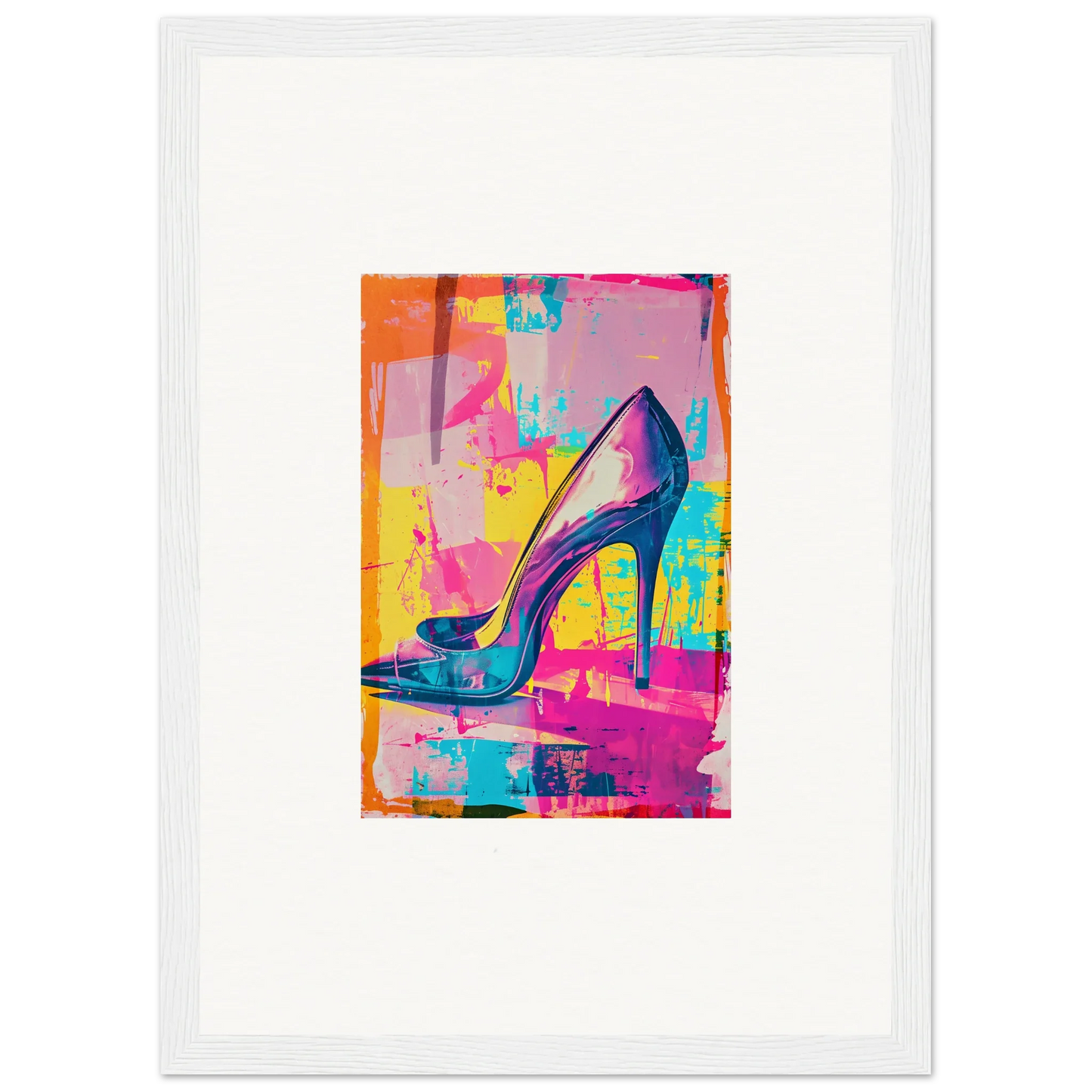 Colorful high-heeled shoe artwork showcasing the Heel Phenomenon for vibrant room decor