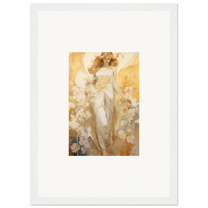 Ethereal painting of a woman in white, perfect for Blossom Reverie room decoration canvas print