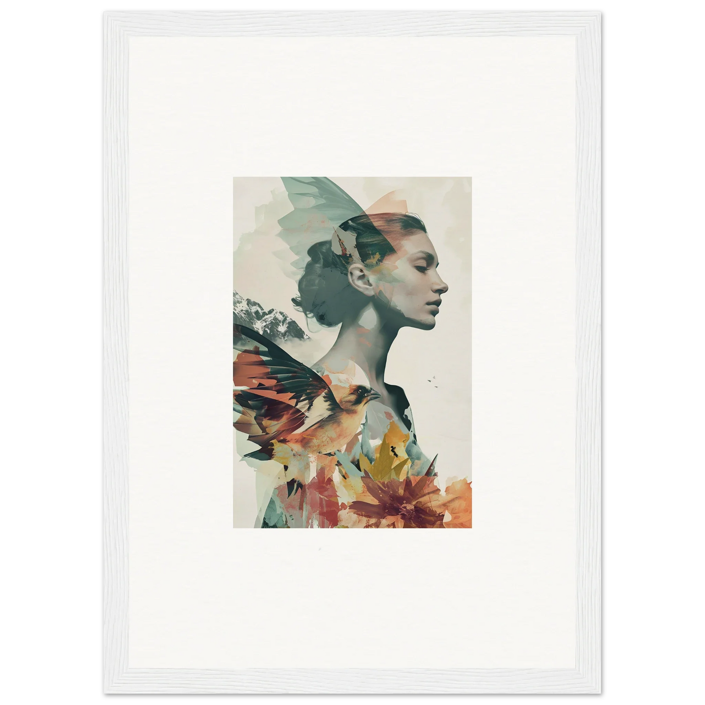 Artistic portrait of a woman with florals, perfect for Room Decoration as a Canvas Print