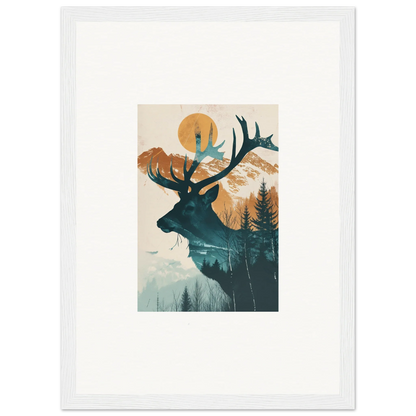 Silhouette of a deer head with antlers on nature, perfect for Mirage Visions canvas print