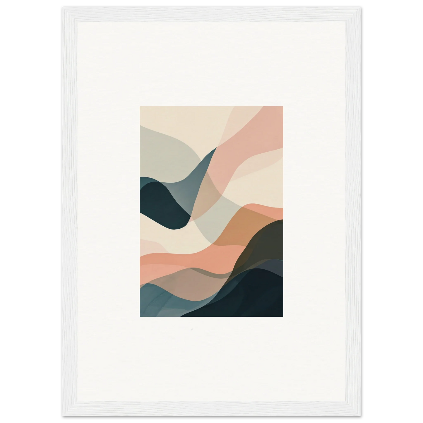 Abstract canvas print with curved shapes in pastel colors for trendy room decoration