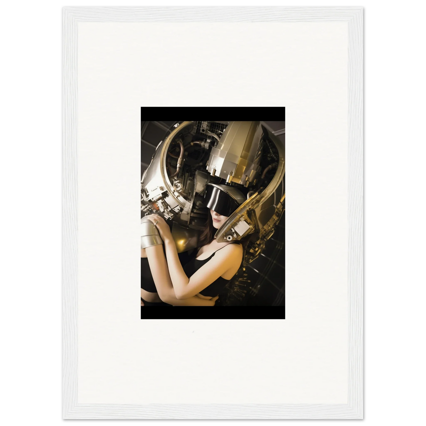 Futuristic gold and silver helmet mask for cool room decoration or wall art