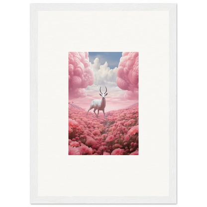 Deer with antlers in pink clouds, perfect for berry collision room decoration canvas print