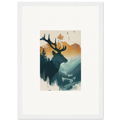 Silhouette of a stag haze against mountains, perfect for room decoration canvas print