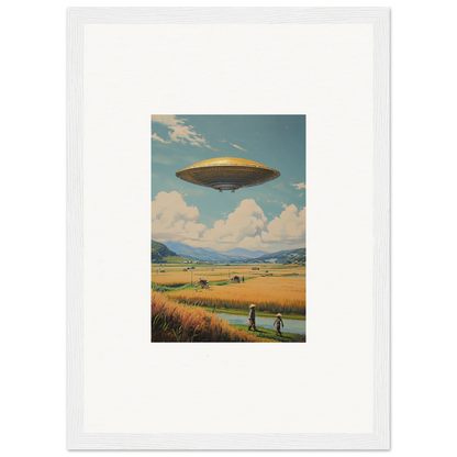 Flying saucer on a canvas print, perfect for room decoration with a hover query vibe