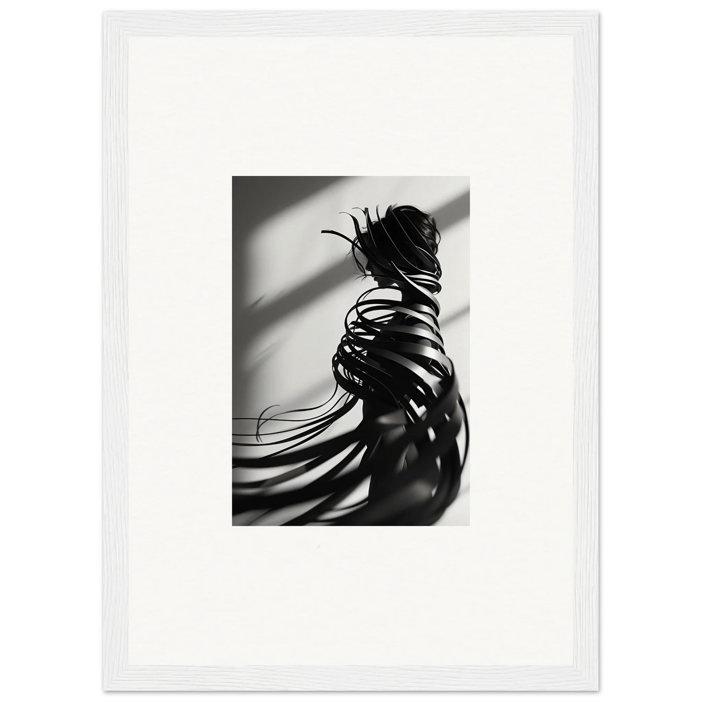 Silhouette of a person showcasing beautiful Whisper Twists on a canvas print for decoration