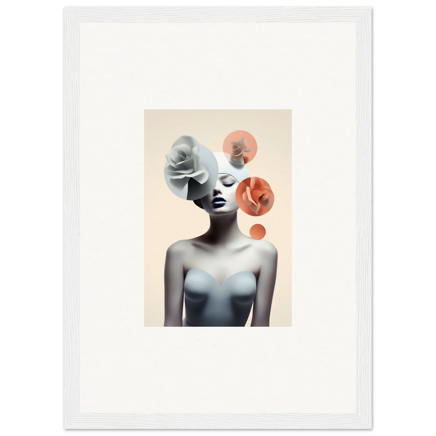 Artistic portrait of a woman with abstract circles, perfect for Blossom Nexus canvas print