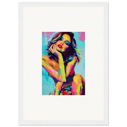 Colorful pop art canvas print of a woman, perfect for your daydream muse room decoration