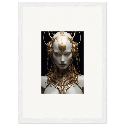 Futuristic humanoid sculpture with gold headdress, perfect for Monarch Dream room decoration