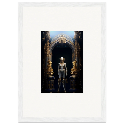 Metallic humanoid in ornate archway for a cool Griffinscape Synergy canvas print