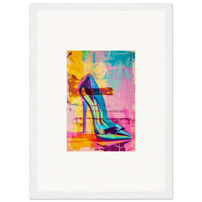 Vibrant metallic blue stiletto shoe for Noir Reverie room decor and framed wall art