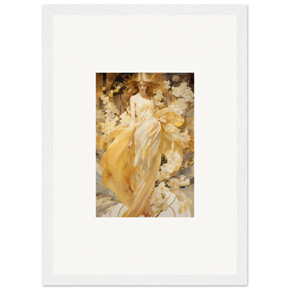 Impressionistic painting of a figure in a flowing yellow dress for petal serenade room decoration