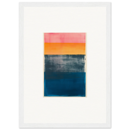 Abstract painting of pink, orange, gray, and blue frequencies for stylish room decoration