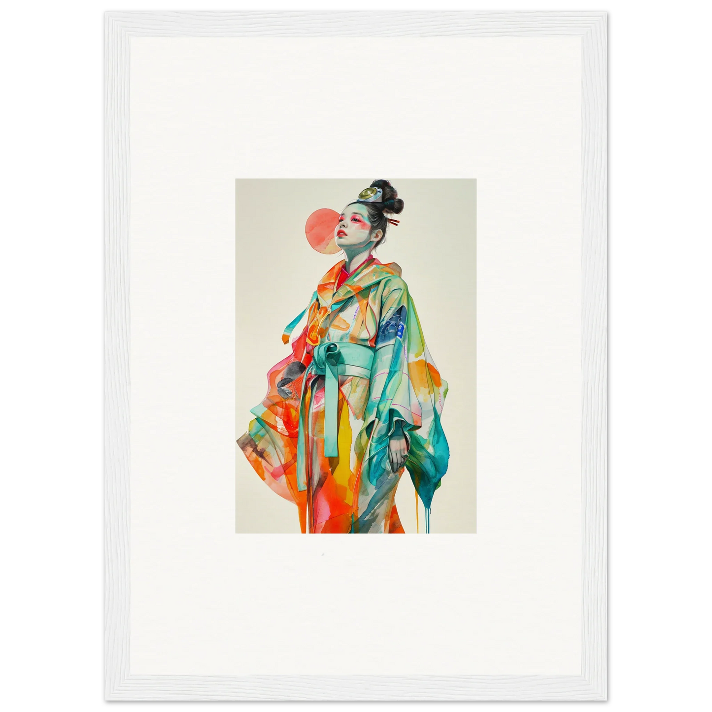 Colorful portrait of a person in geisha attire for rainbow essence canvas print room decoration