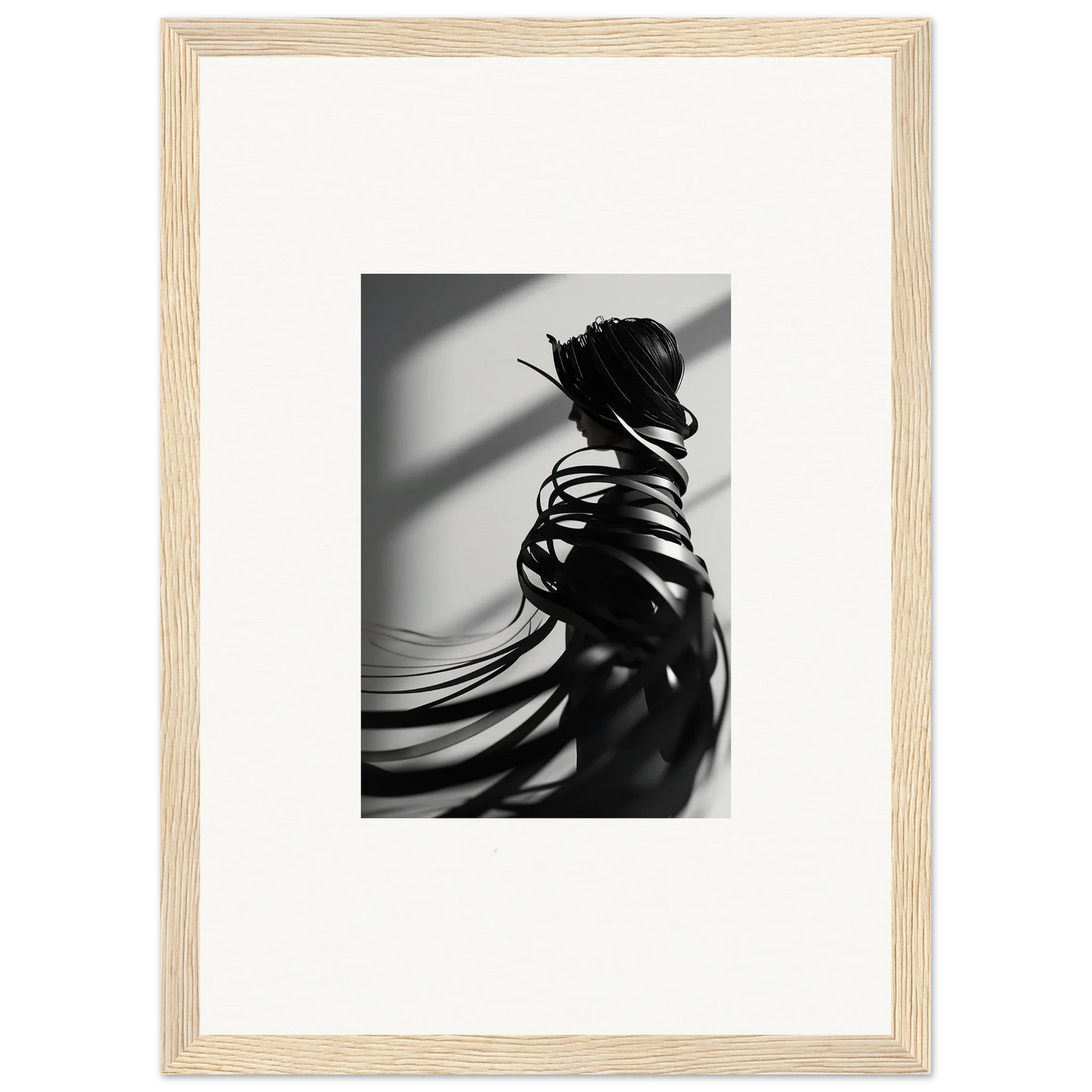 Black and white silhouette with shadows in a canvas print for stylish room decoration