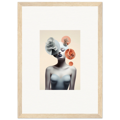 Artistic canvas print of a monochrome figure with abstract circles for Blossom Nexus room decoration