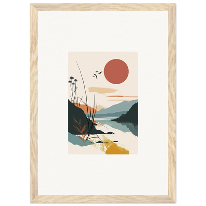 Framed canvas print of Sunrise Unfurled, a minimalist mountain sunset for room decoration