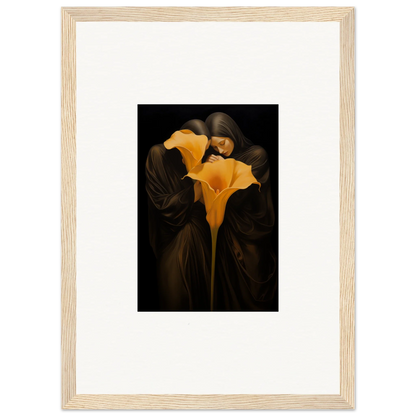 Yellow Calla Lily flower on dark background for Morose Bloom Couple canvas print