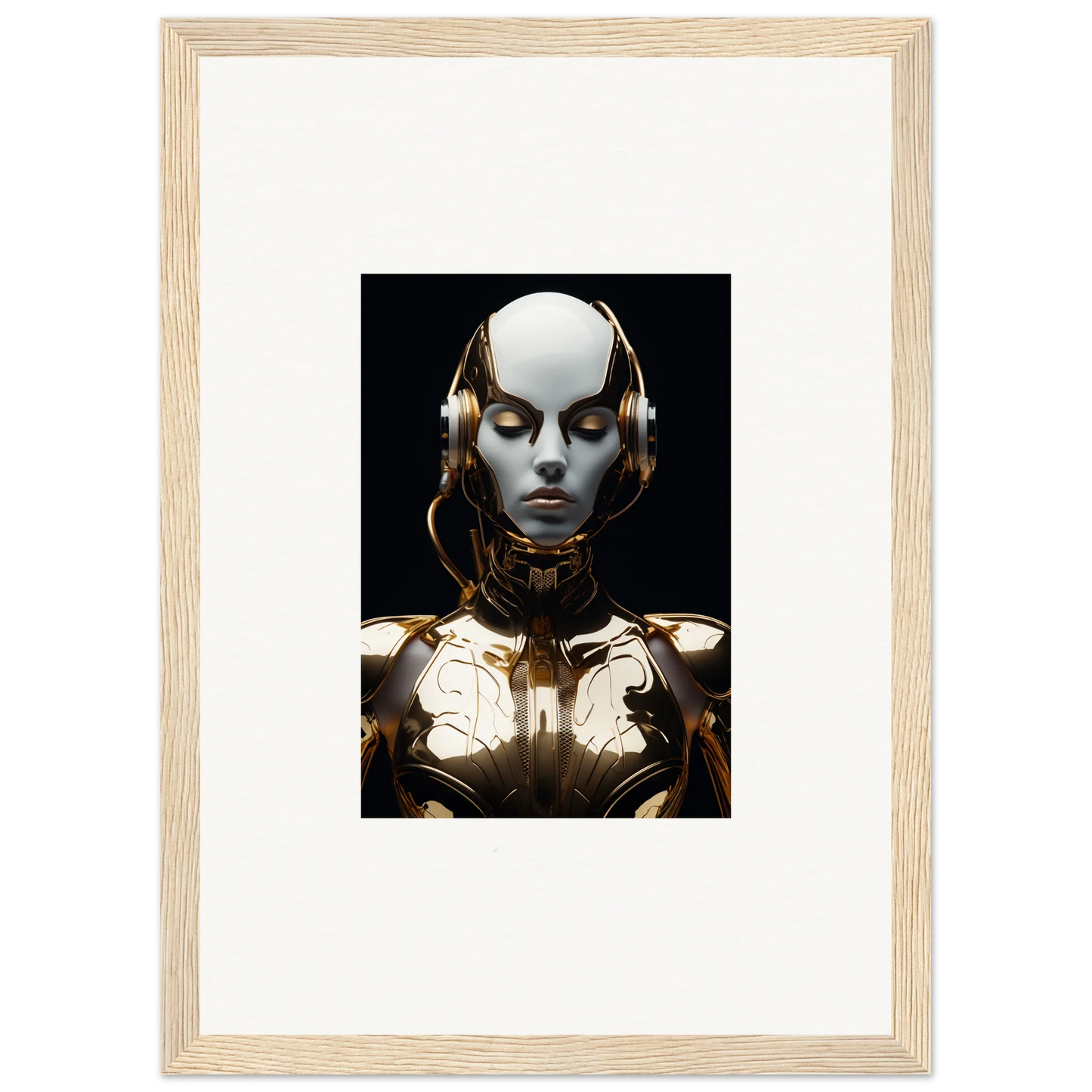 Futuristic humanoid robot with electrical elegance, perfect for room decoration canvas print