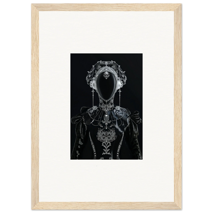 Framed black and white canvas print of an ornate skeletal figure perfect for room decoration