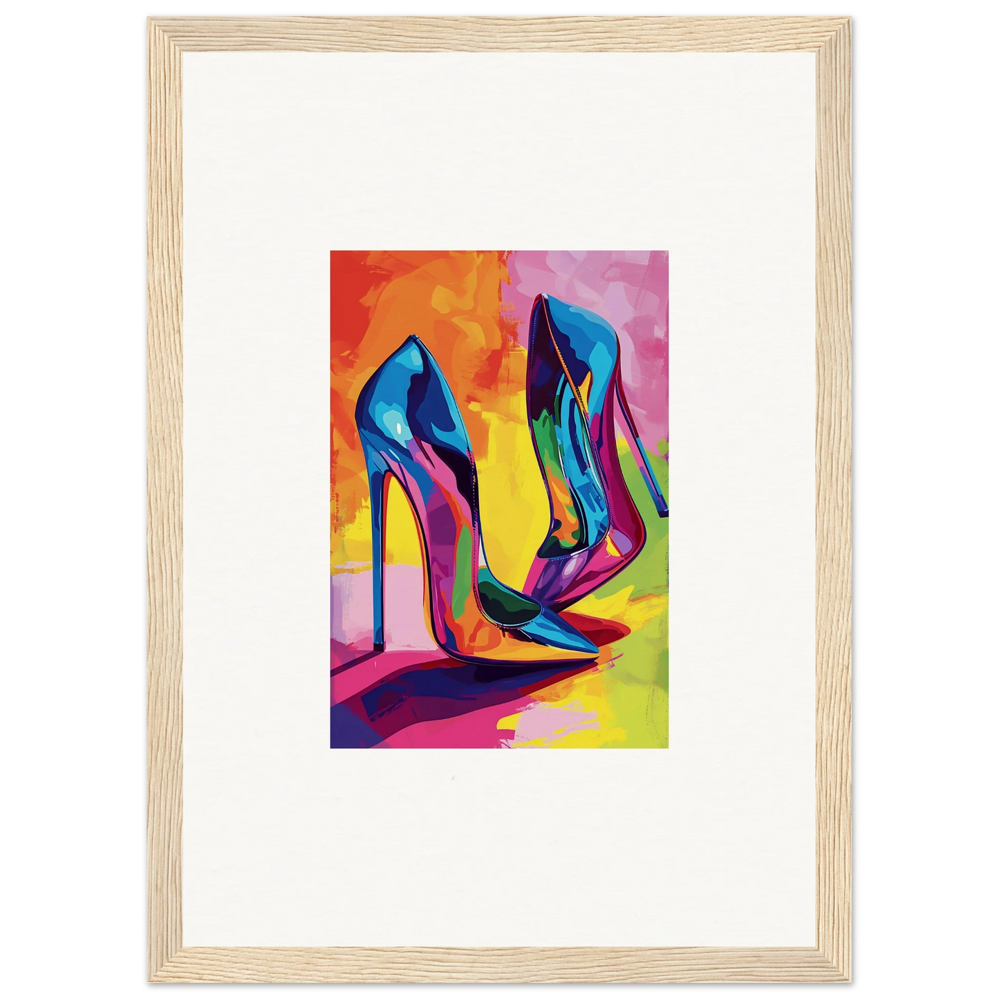 Colorful abstract painting of Eclipse Shoes for stylish room decoration canvas print