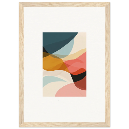 Abstract canvas print of overlapping curved shapes in muted colors for stylish room decoration