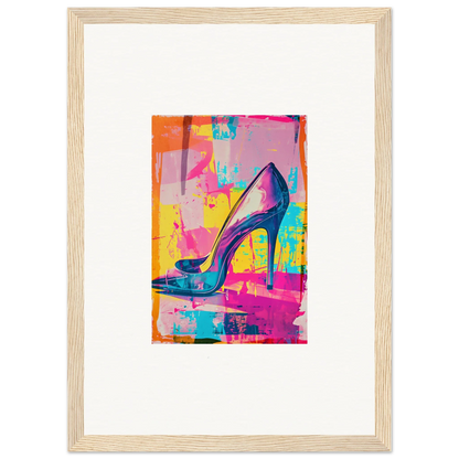 Colorful abstract painting of a high-heeled shoe for trendy room decor and wall art