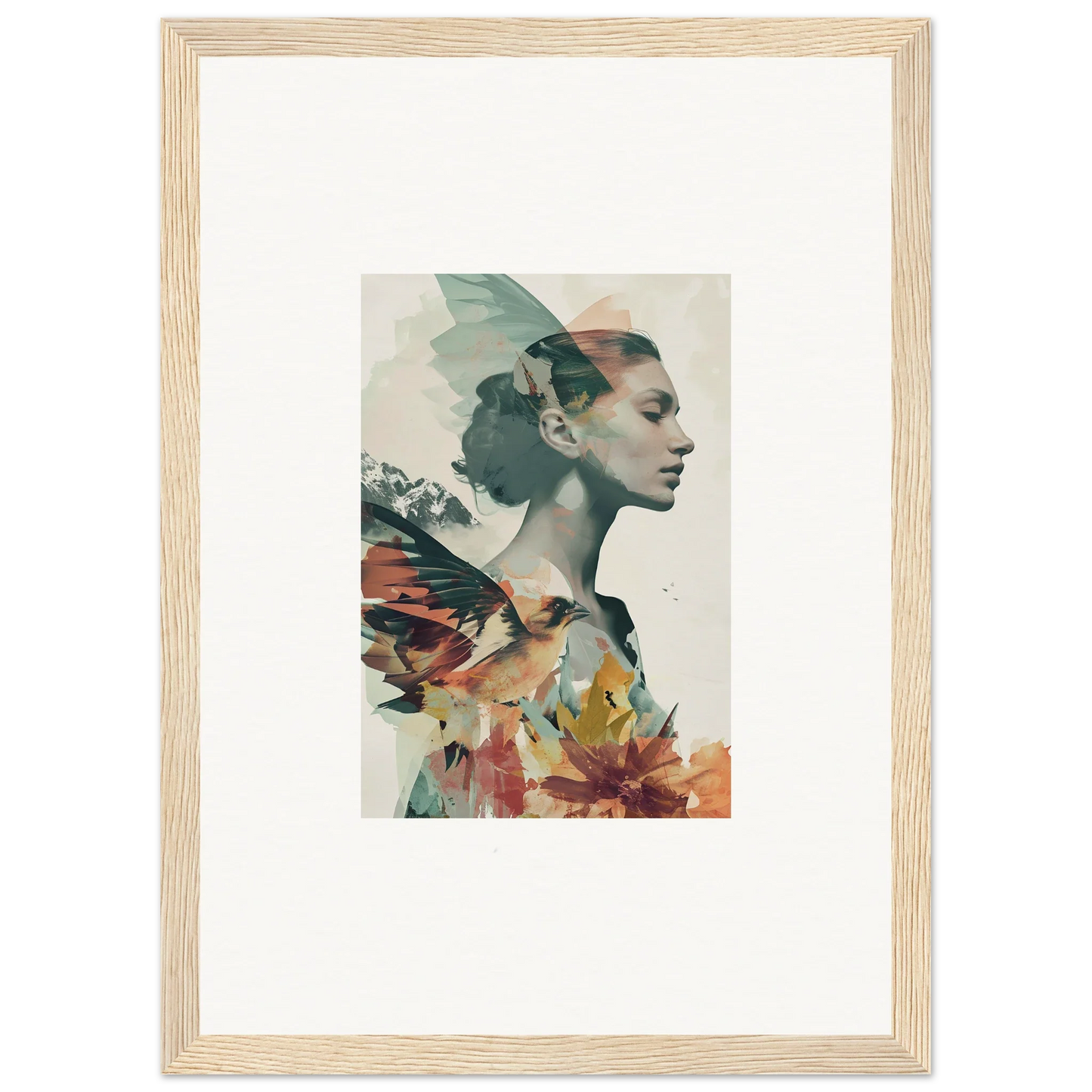 Artistic portrait with floral elements for a unique room decoration or canvas print