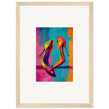 Colorful abstract painting of high-heeled shoes for a stylish room decoration canvas print