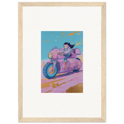 Cartoon character on a pink motorcycle for your Paintfall Venture canvas print