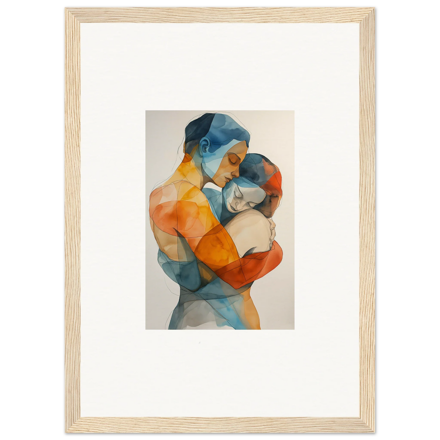 Vibrant couples embrace in colorful abstract art, perfect for room decoration as a canvas print