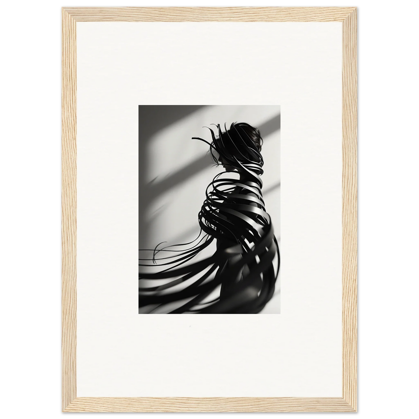 Black and white canvas print of a female figure with whisper twists for room decoration